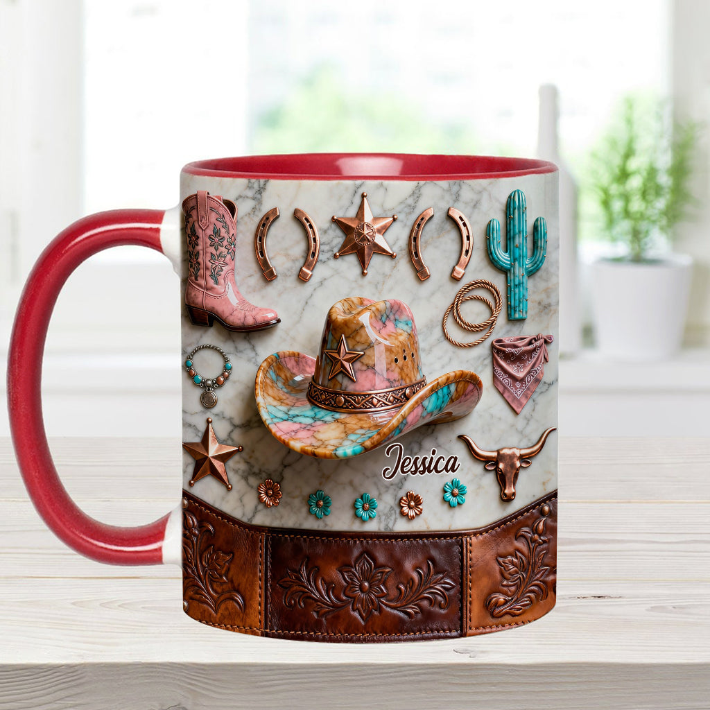 Strong Cowgirl - Personalized Cowgirl Accent Mug & Coaster