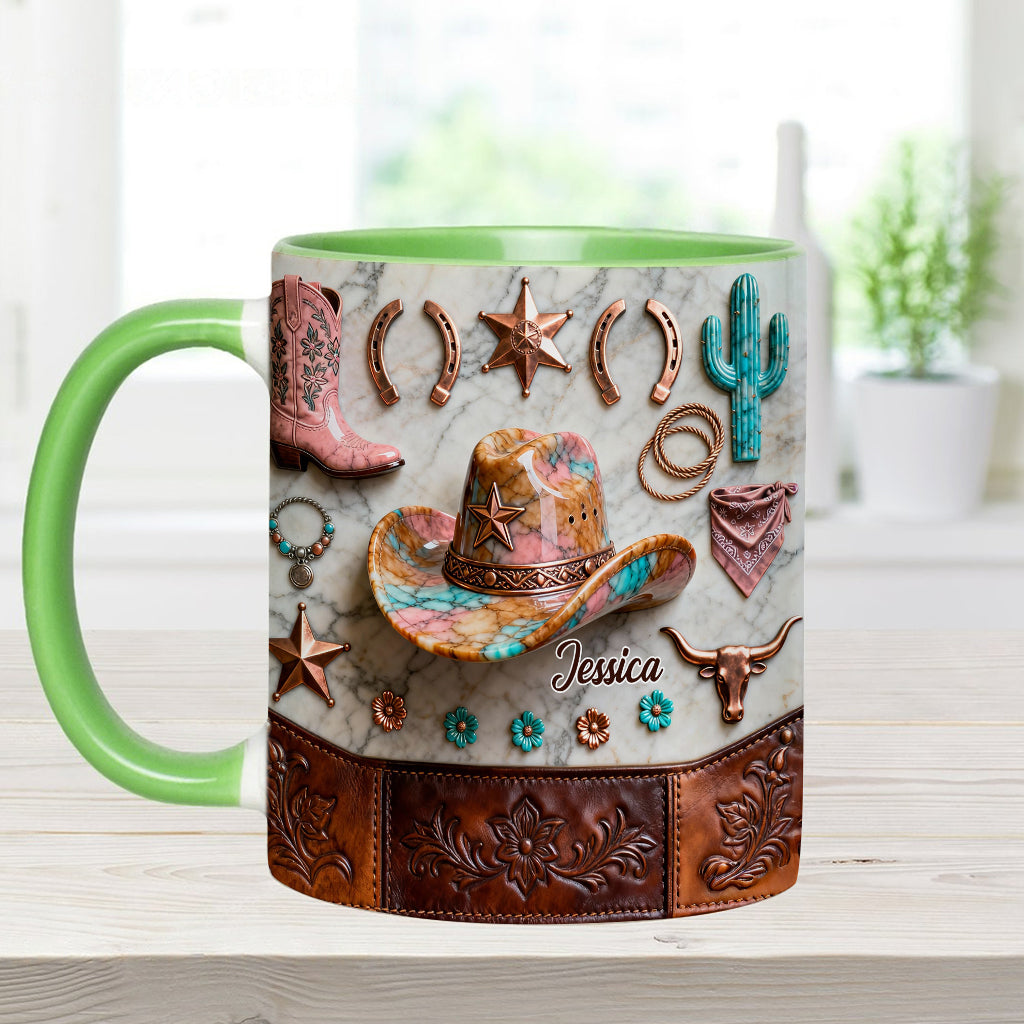 Strong Cowgirl - Personalized Cowgirl Accent Mug & Coaster