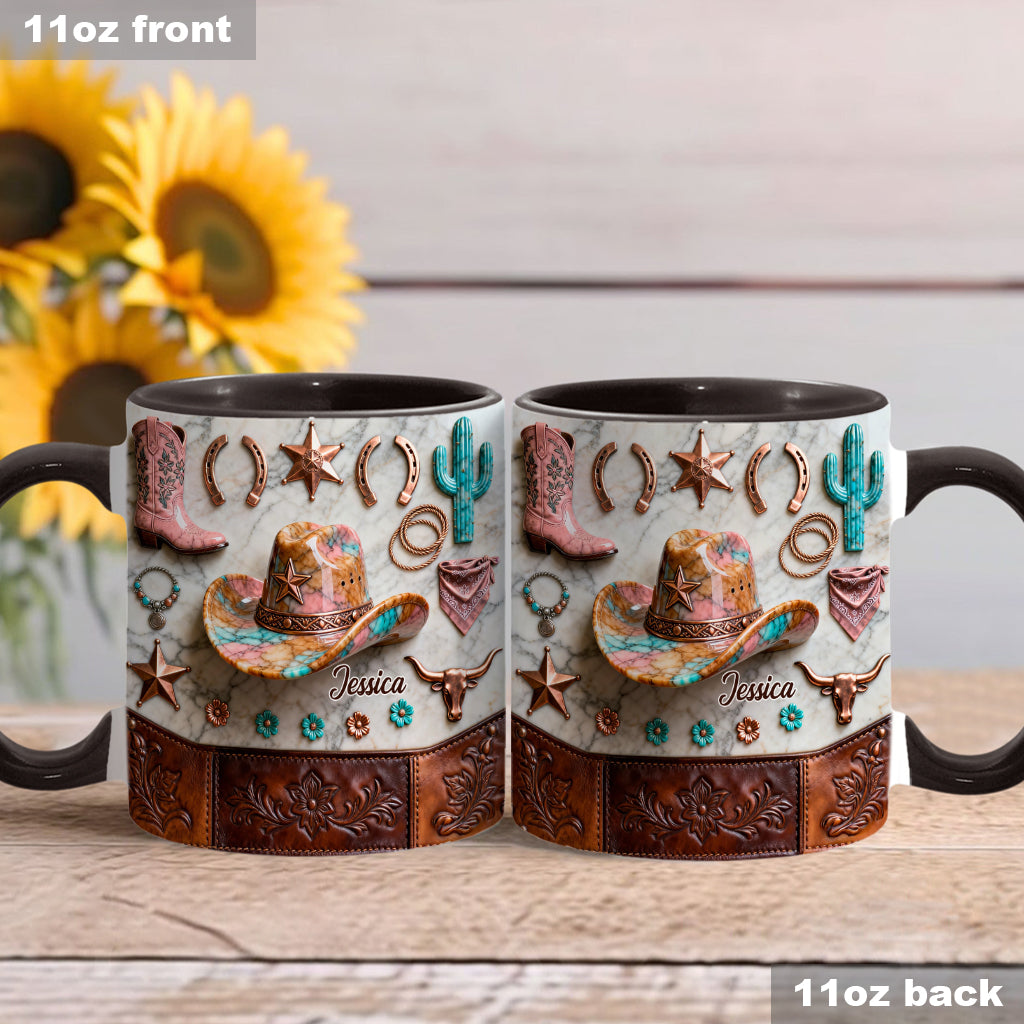 Strong Cowgirl - Personalized Cowgirl Accent Mug & Coaster