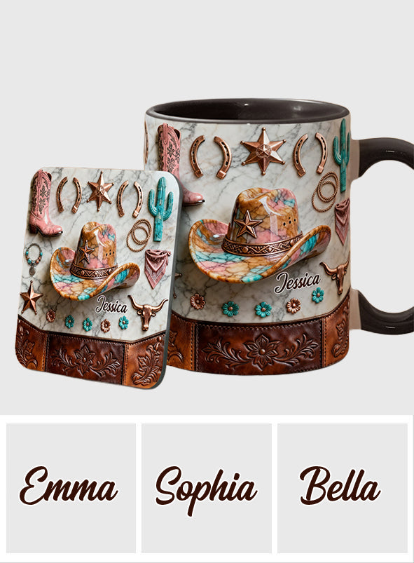 Strong Cowgirl - Personalized Cowgirl Accent Mug & Coaster