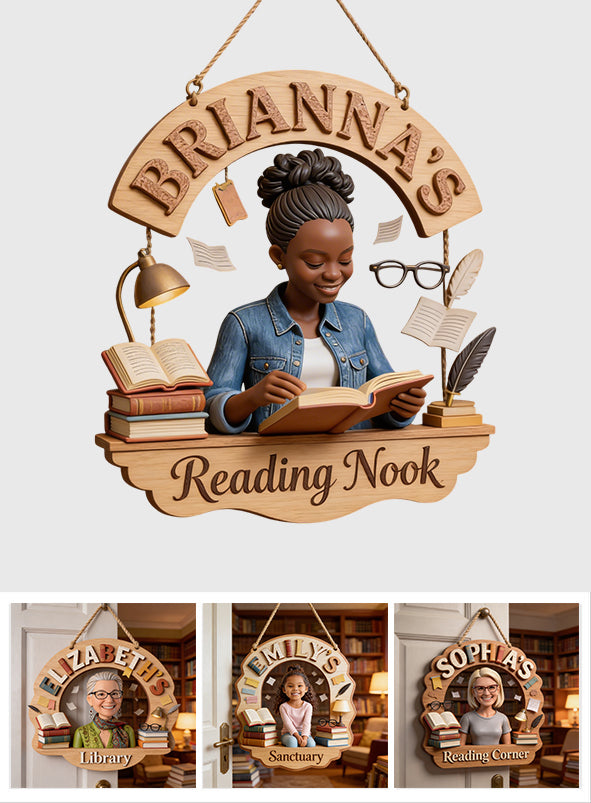 Reading Corner - Personalized Book Custom Shaped Wood Sign