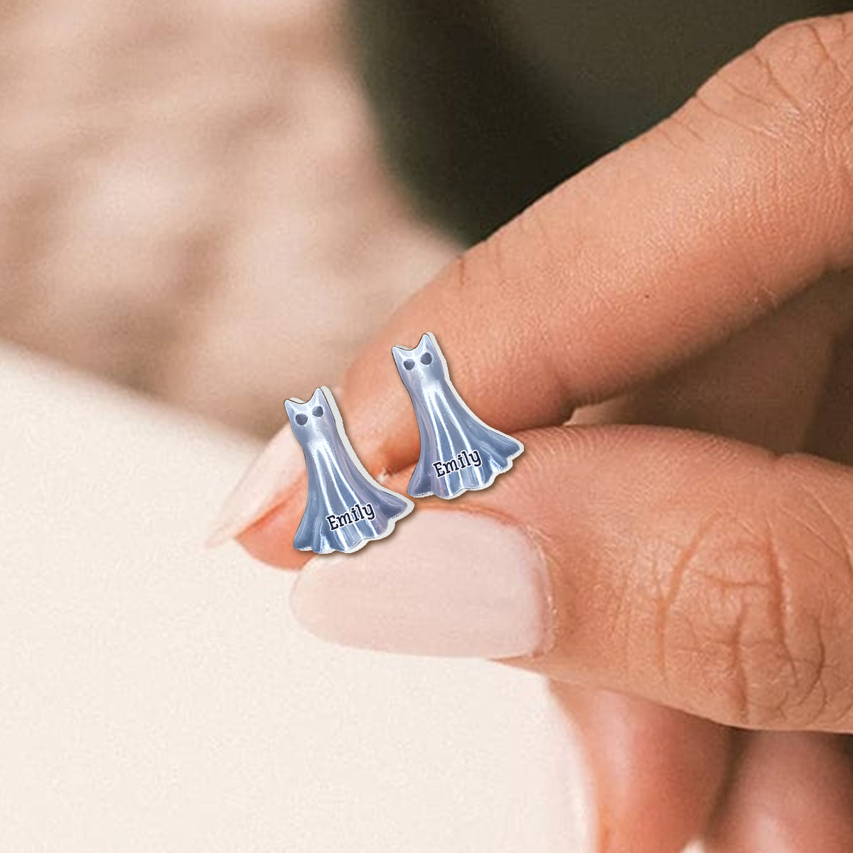 Spooky Cute Cat - Personalized Halloween Stud Earrings