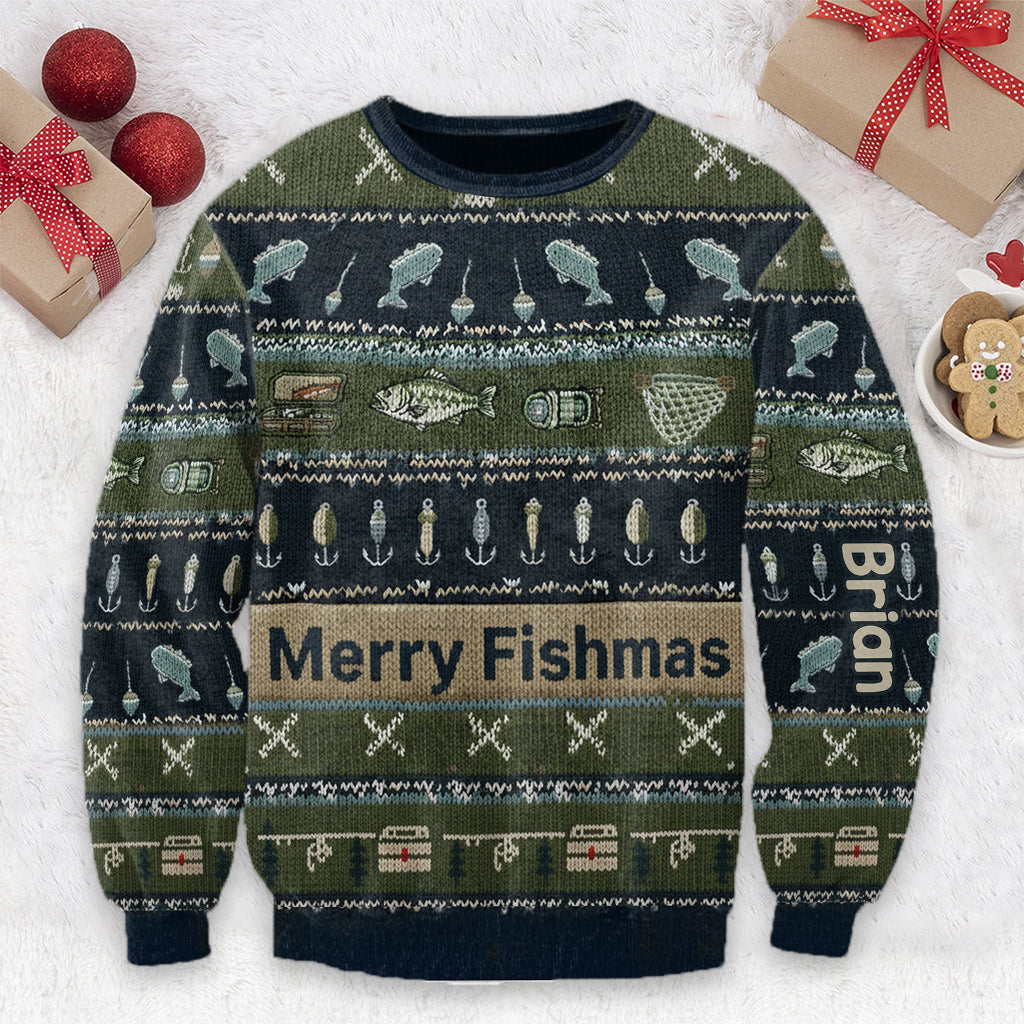 Hooked on Fishing - Personalized Fishing Ugly Sweater