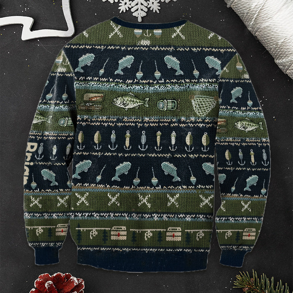 Hooked on Fishing - Personalized Fishing Ugly Sweater