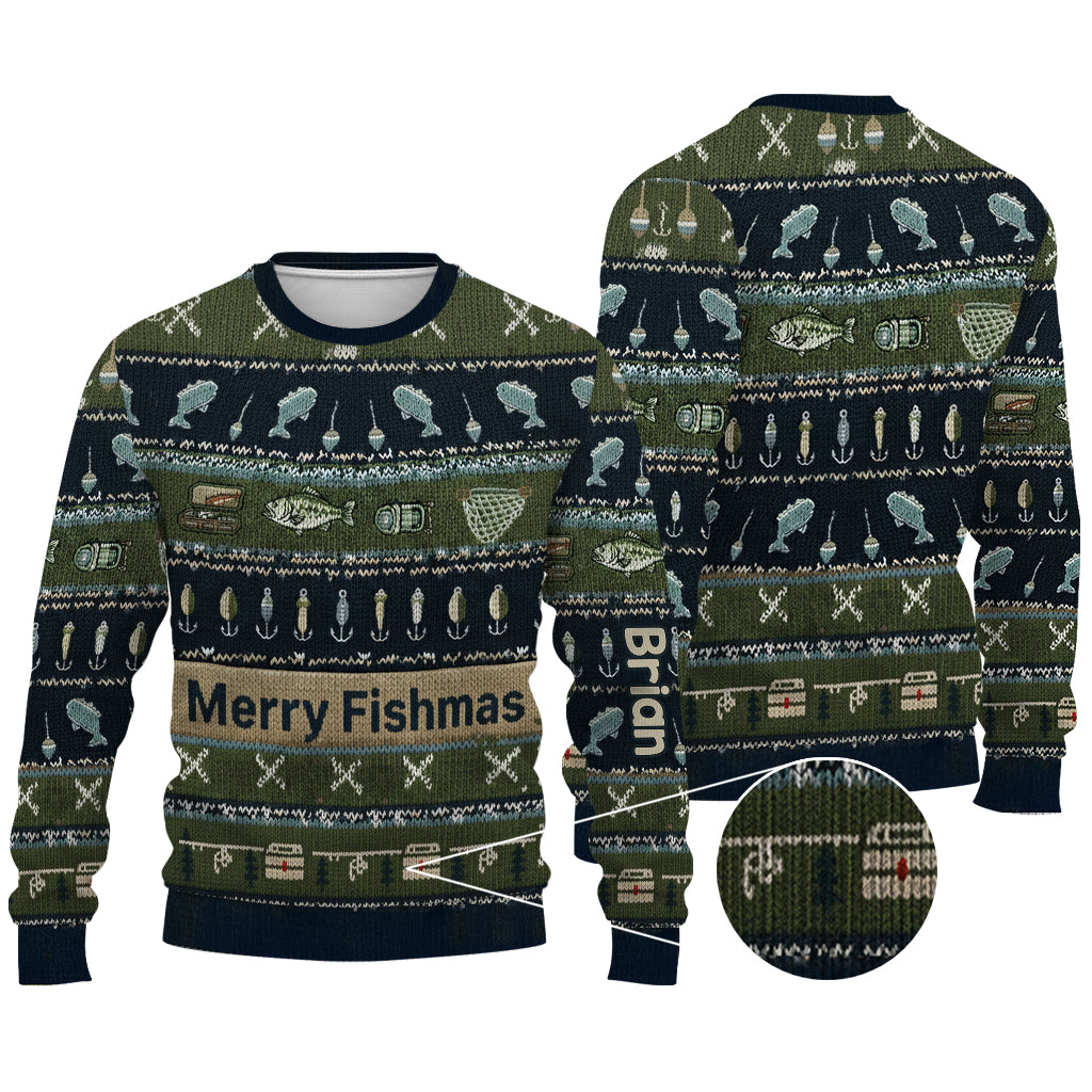 Hooked on Fishing - Personalized Fishing Ugly Sweater