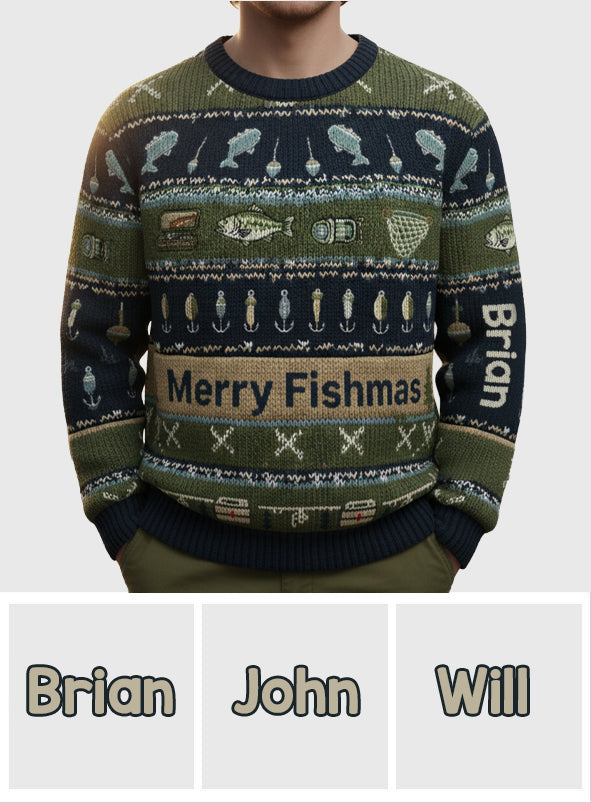 Hooked on Fishing - Personalized Fishing Ugly Sweater