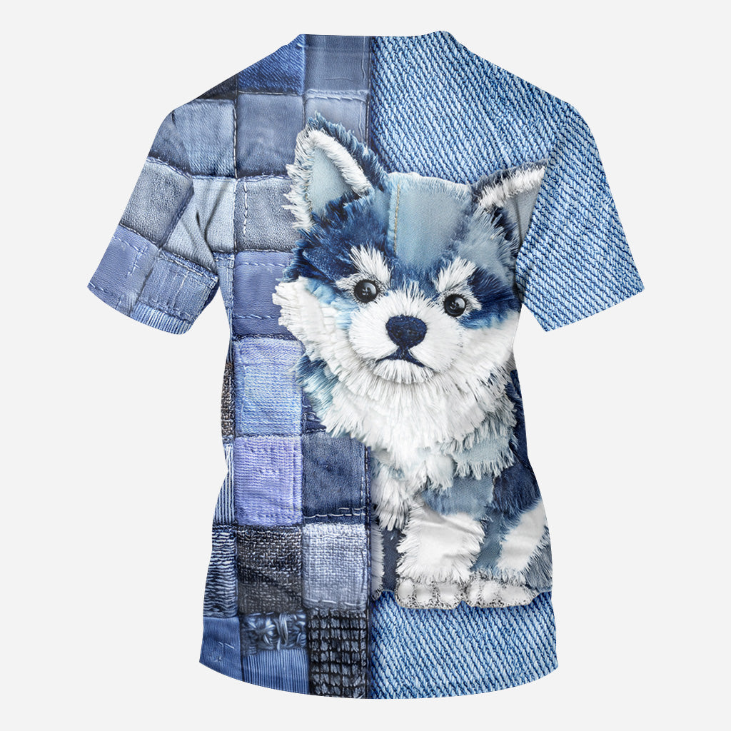 T-shirt personnalisé « J’adore le Shiba Inu » avec un chien.