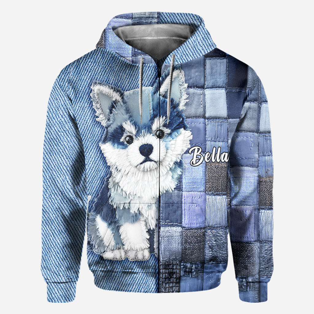 T-shirt personnalisé « J’adore le Shiba Inu » avec un chien.