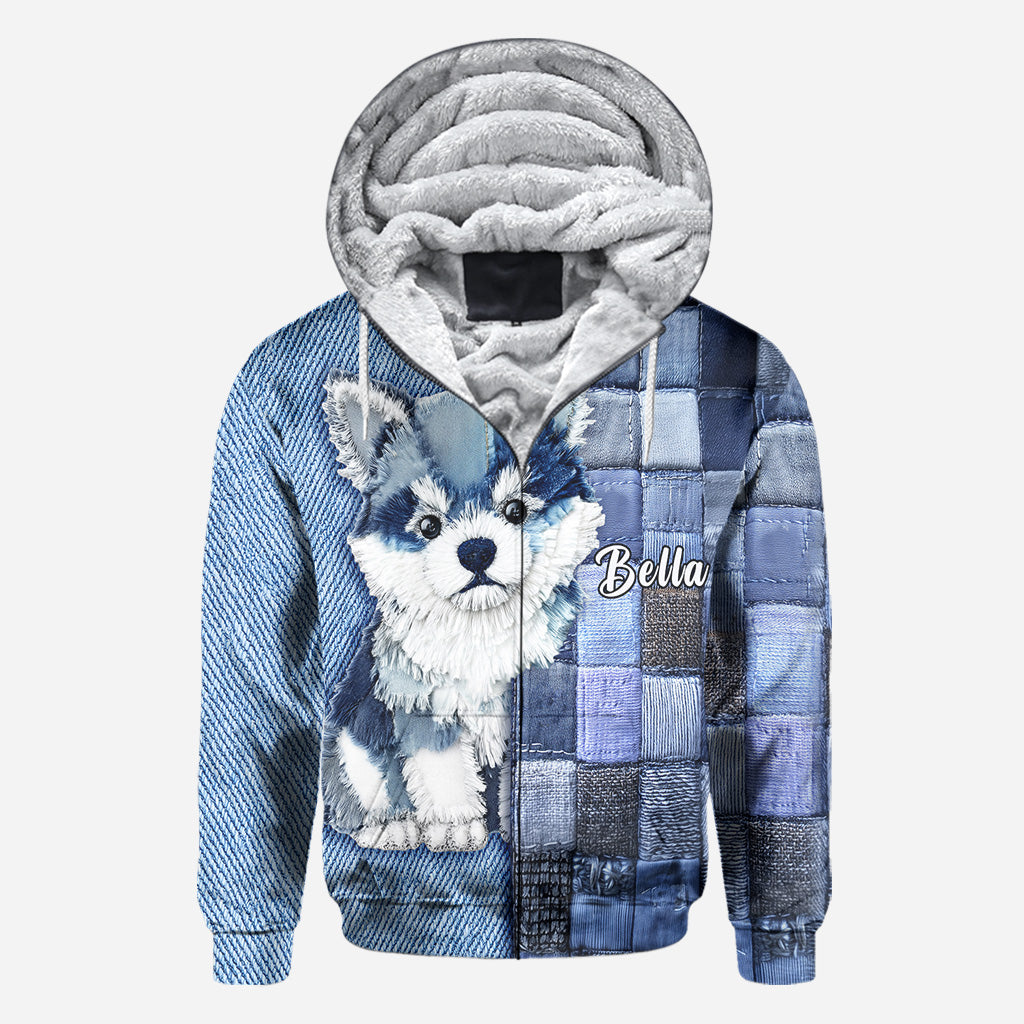 T-shirt personnalisé « J’adore le Shiba Inu » avec un chien.