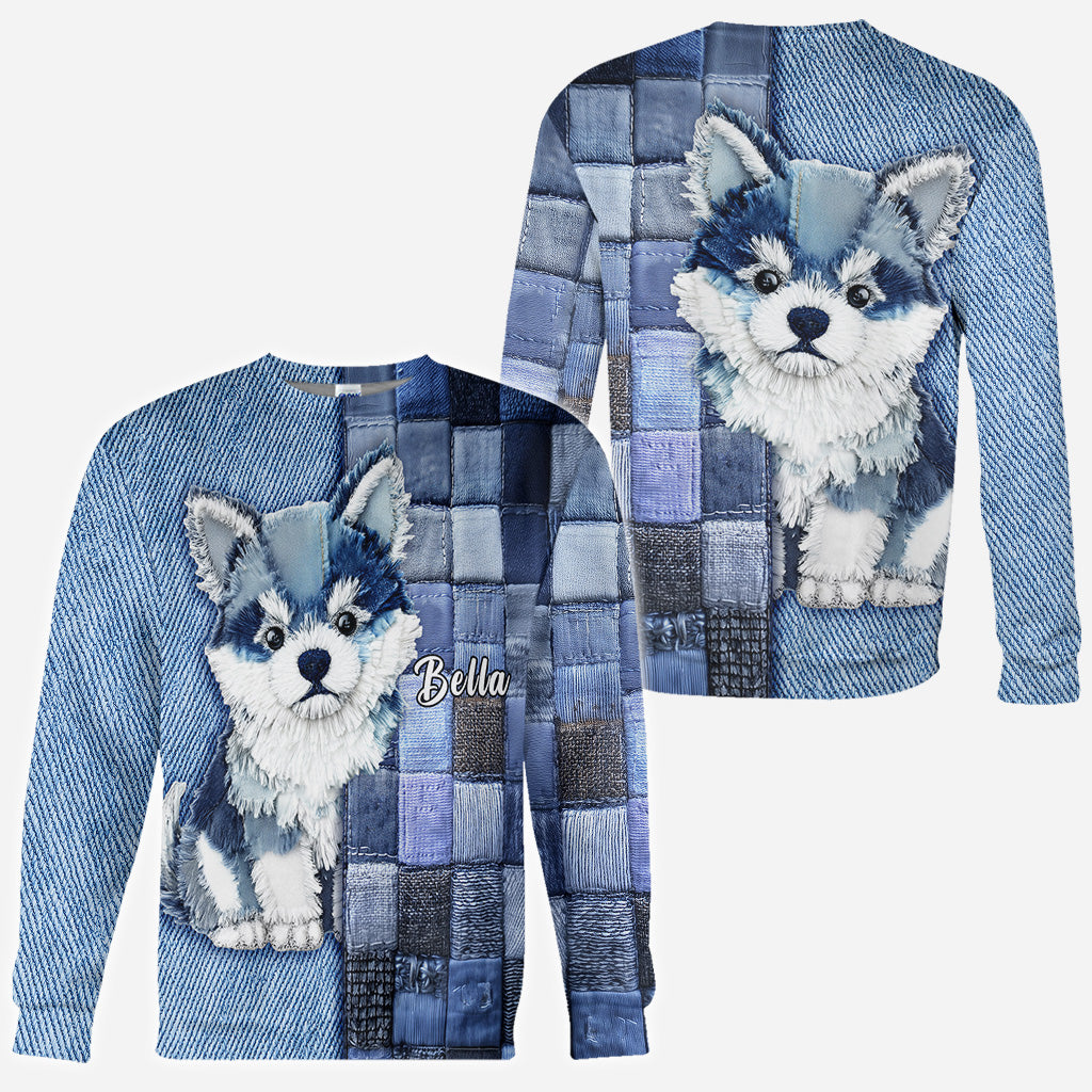 T-shirt personnalisé « J’adore le Shiba Inu » avec un chien.