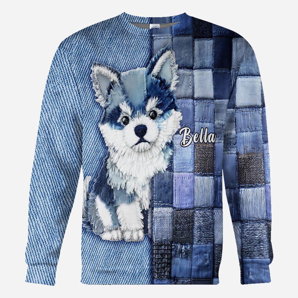 T-shirt personnalisé « J’adore le Shiba Inu » avec un chien.