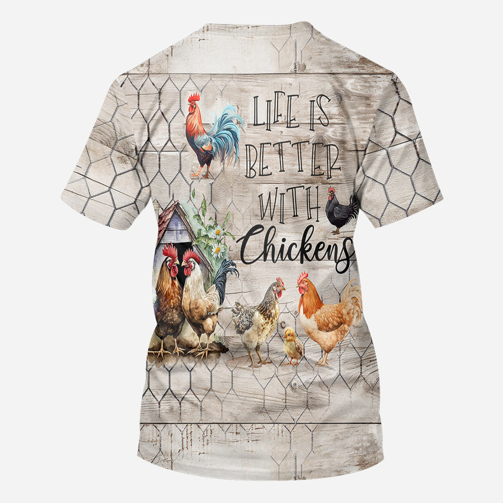 Life Is Better With Chickens - Personalized Chicken All Over Shirt