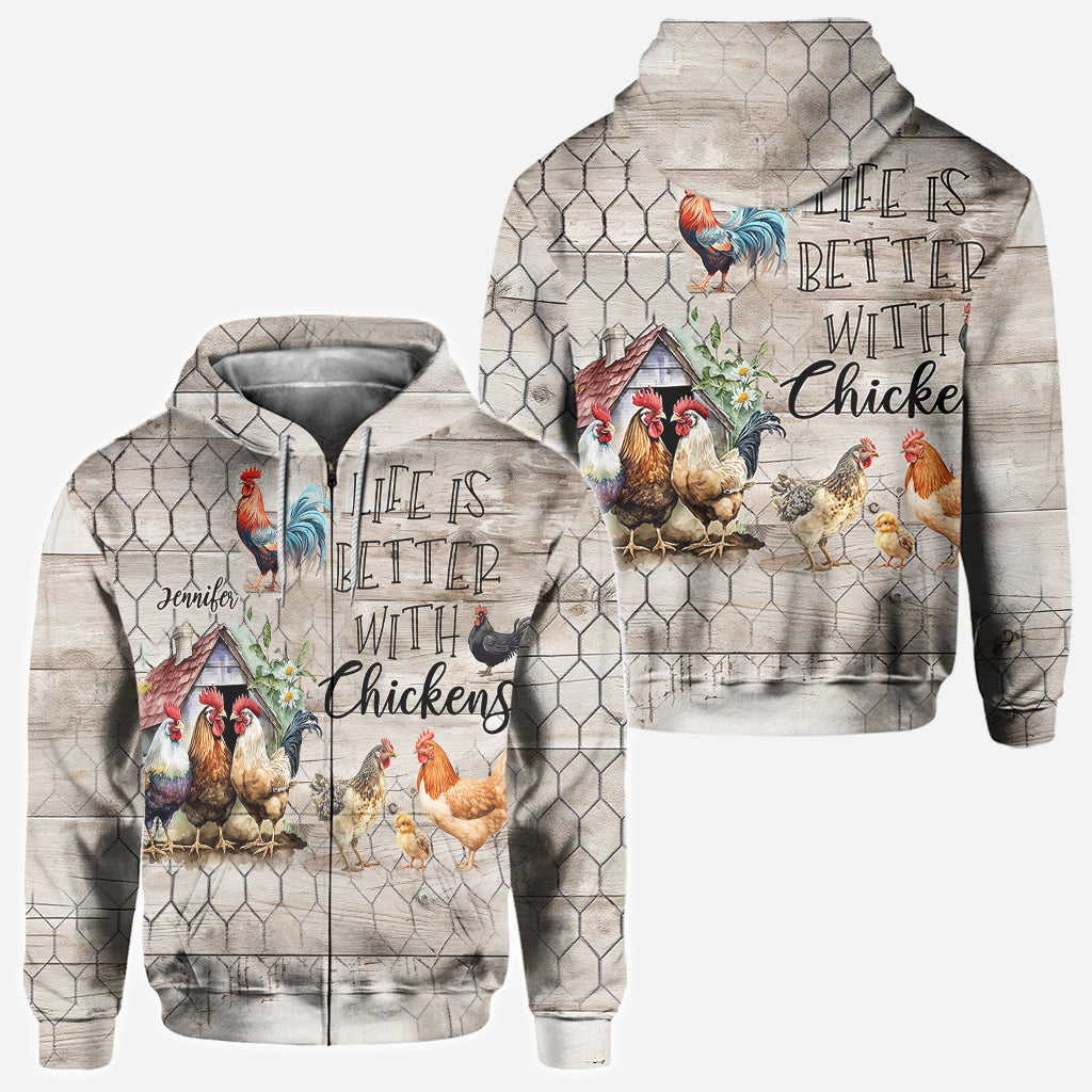 Life Is Better With Chickens - Personalized Chicken All Over Shirt