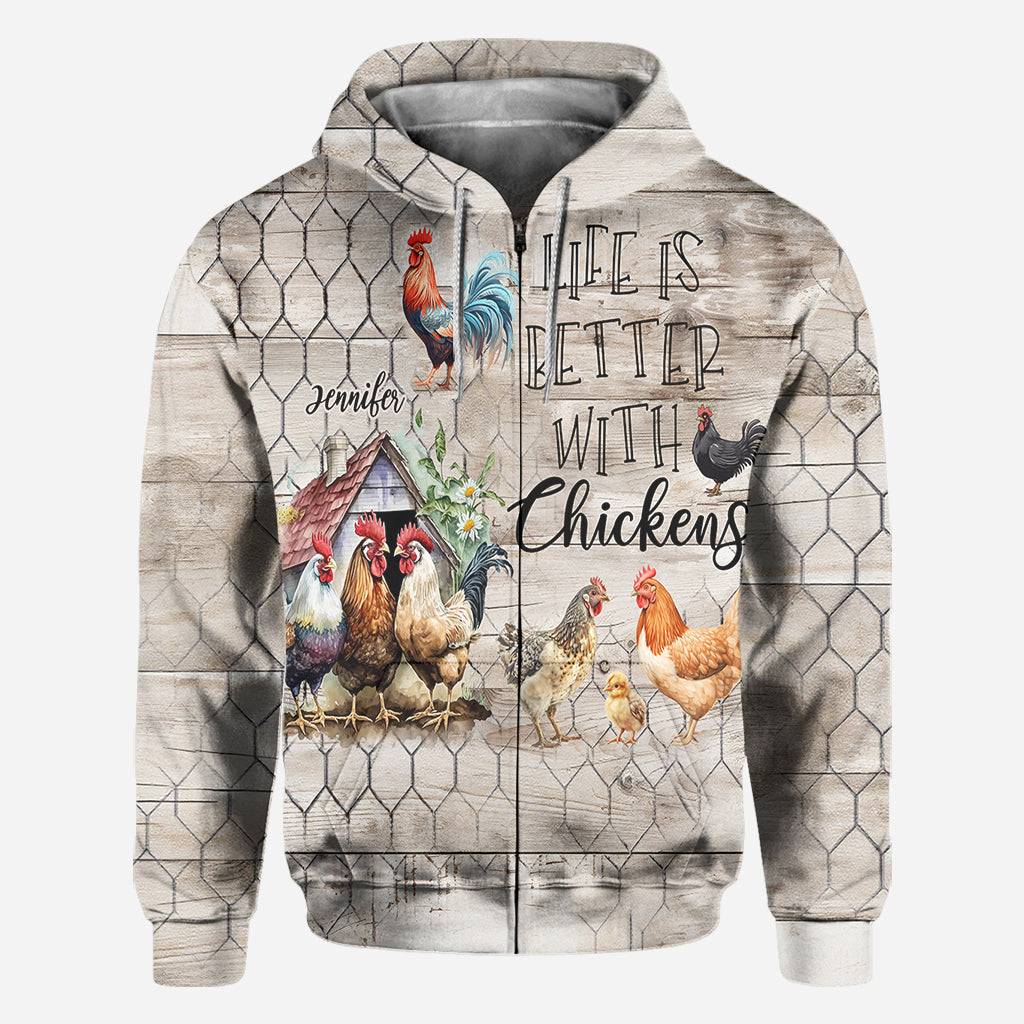 Life Is Better With Chickens - Personalized Chicken All Over Shirt