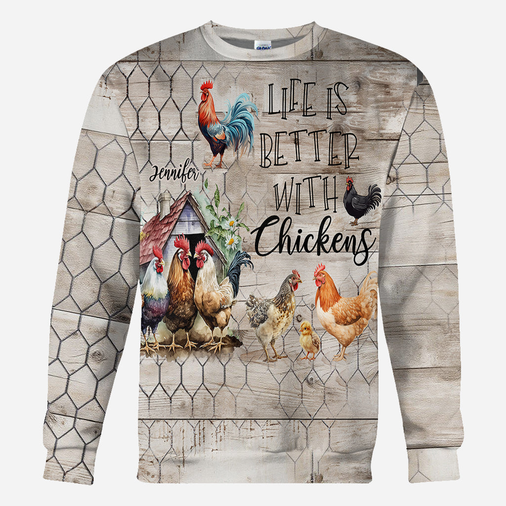 Life Is Better With Chickens - Personalized Chicken All Over Shirt