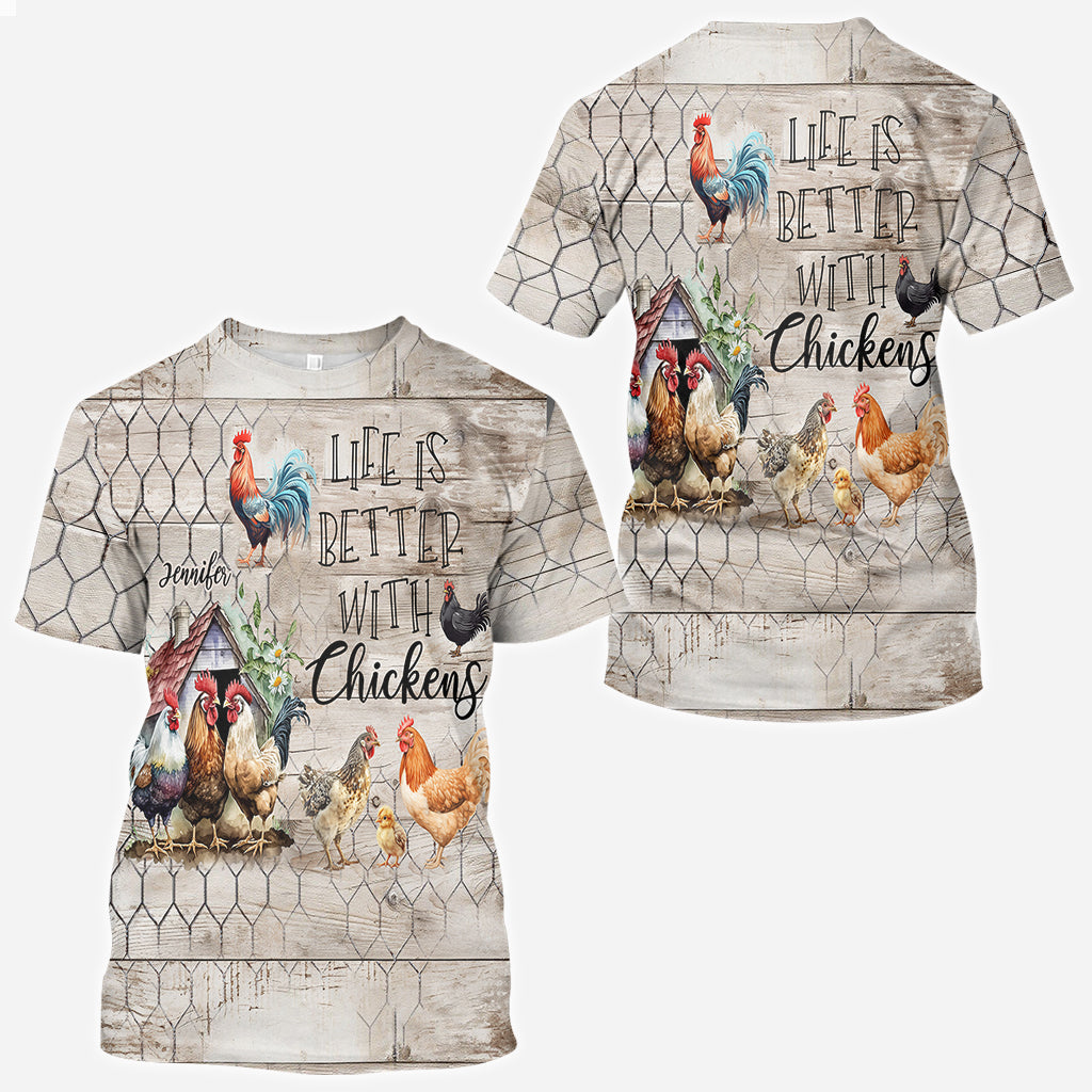 Life Is Better With Chickens - Personalized Chicken All Over Shirt
