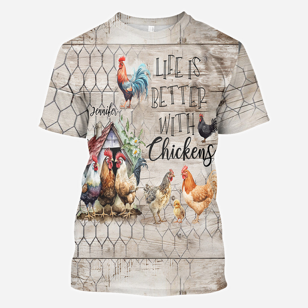 Life Is Better With Chickens - Personalized Chicken All Over Shirt