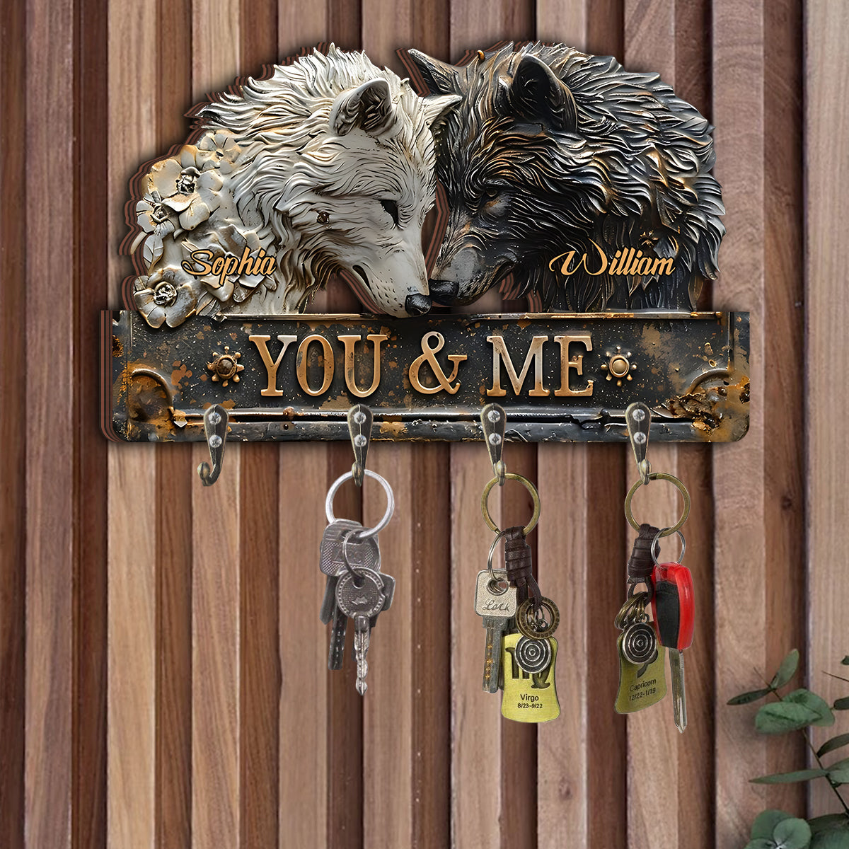 Toi et moi - Porte-clés personnalisé en forme de loup