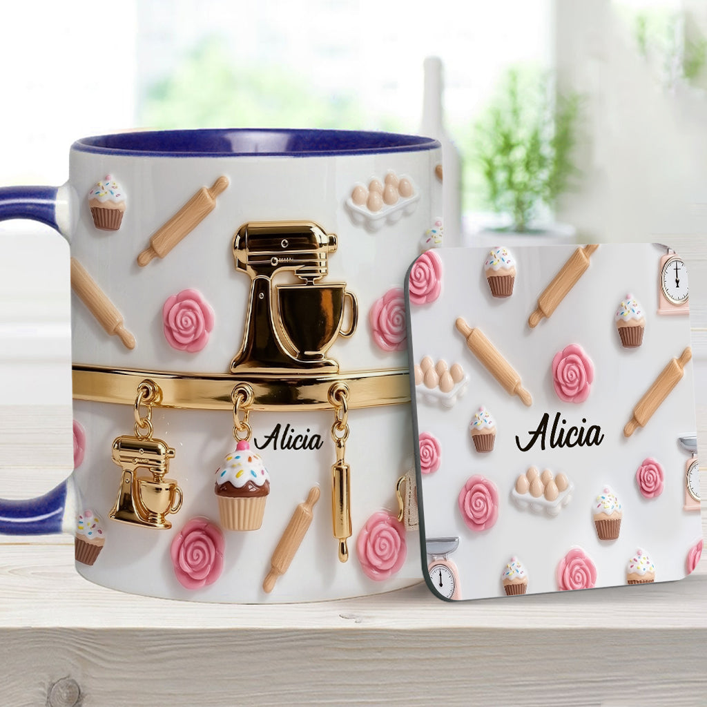 Perfect Gift For Baking Lovers - Personalized Baking Accent Mug & Coaster
