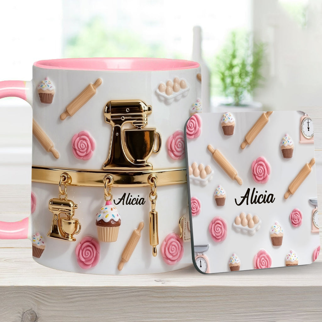 Perfect Gift For Baking Lovers - Personalized Baking Accent Mug & Coaster