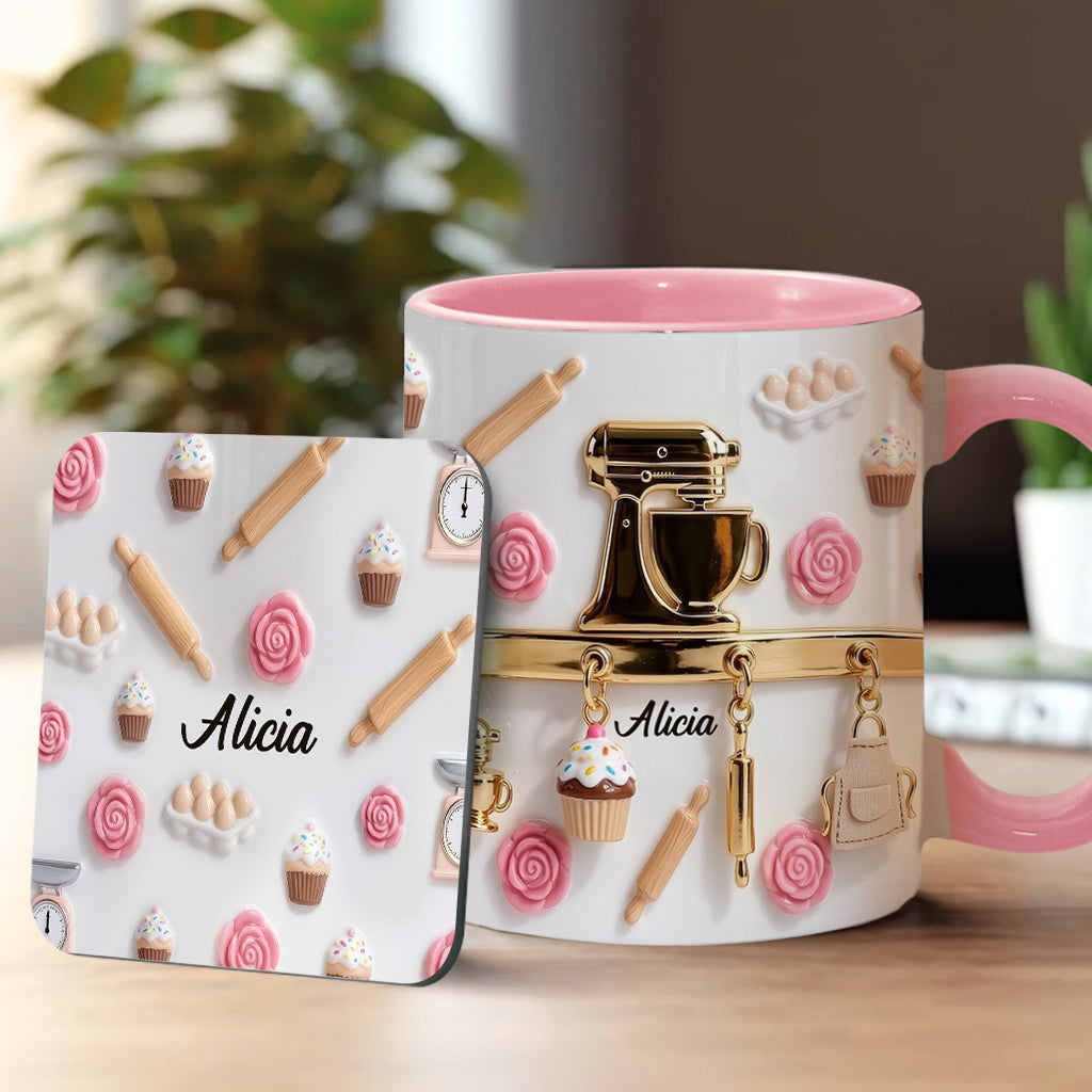 Perfect Gift For Baking Lovers - Personalized Baking Accent Mug & Coaster