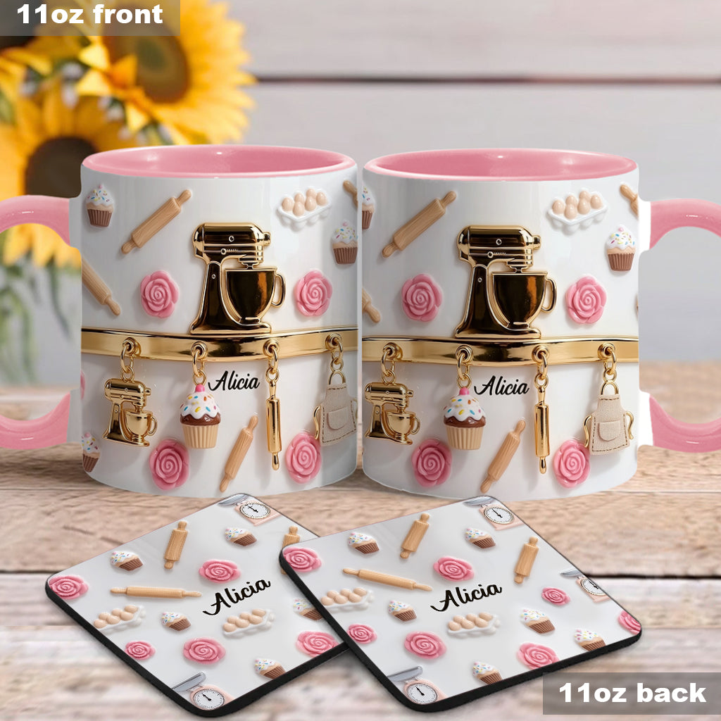 Perfect Gift For Baking Lovers - Personalized Baking Accent Mug & Coaster