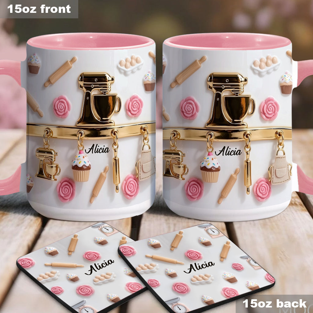 Perfect Gift For Baking Lovers - Personalized Baking Accent Mug & Coaster