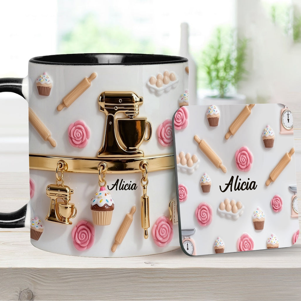 Perfect Gift For Baking Lovers - Personalized Baking Accent Mug & Coaster