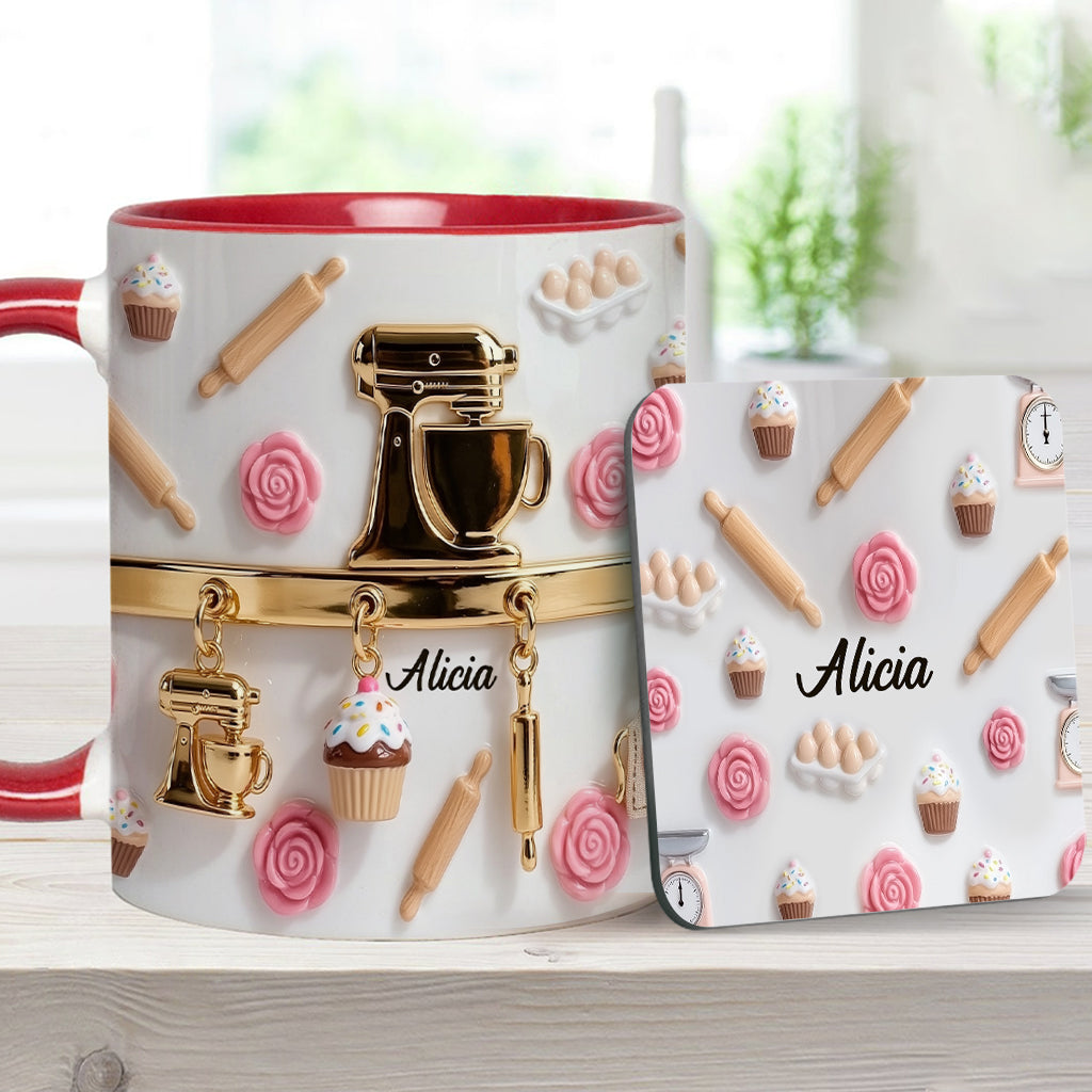Perfect Gift For Baking Lovers - Personalized Baking Accent Mug & Coaster