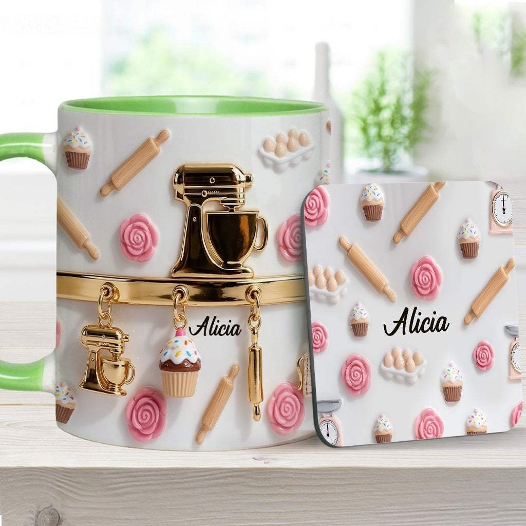Perfect Gift For Baking Lovers - Personalized Baking Accent Mug & Coaster