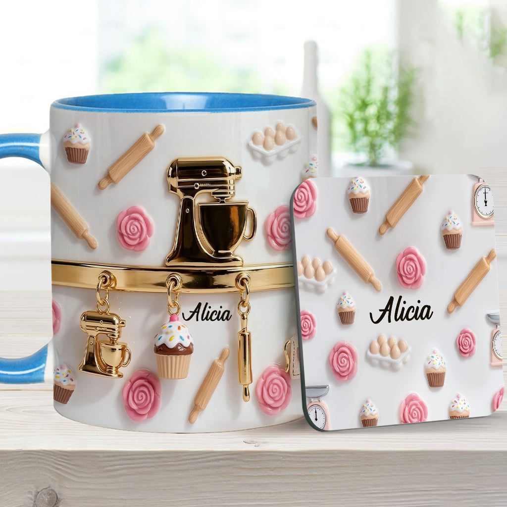 Perfect Gift For Baking Lovers - Personalized Baking Accent Mug & Coaster