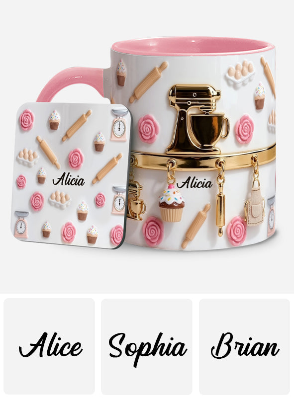 Perfect Gift For Baking Lovers - Personalized Baking Accent Mug & Coaster