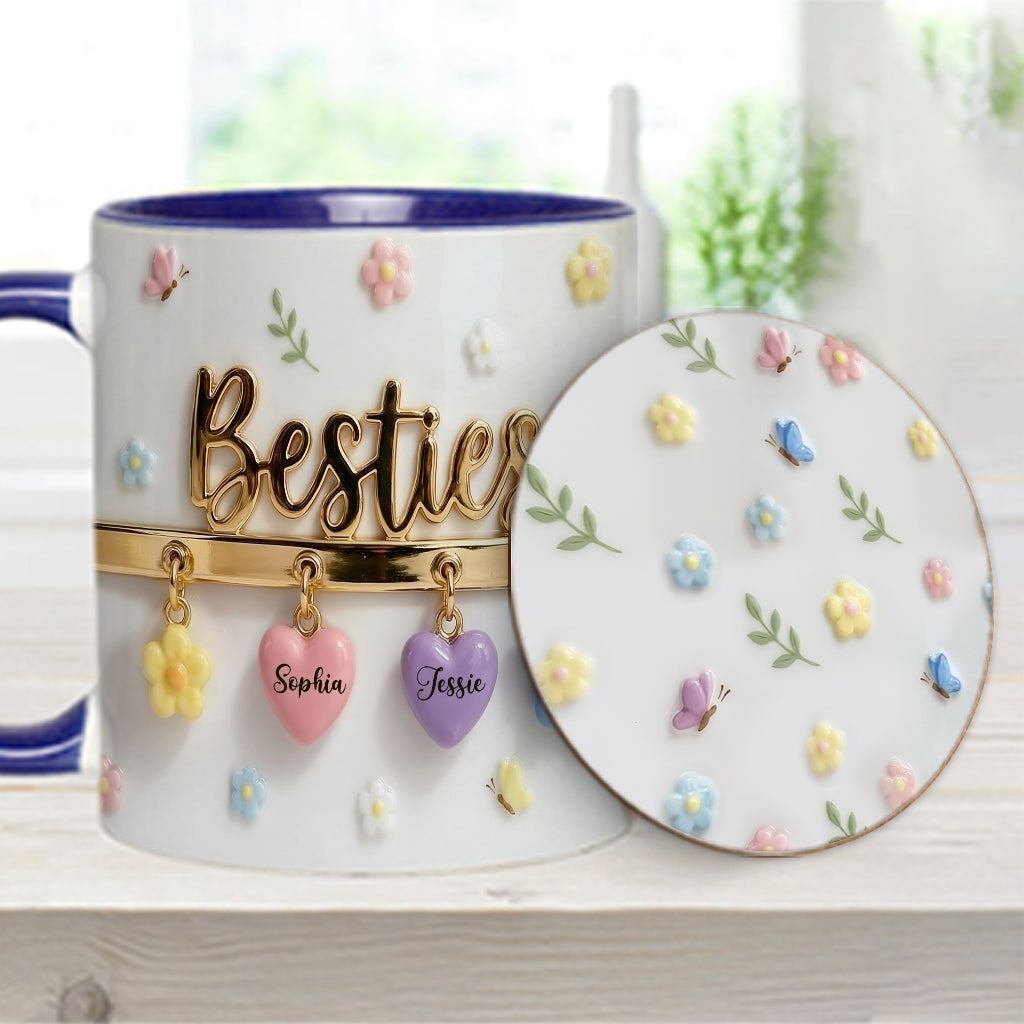 I Wish We Lived Closer Perfect Gift For Besties - Personalized Bestie Accent Mug & Coaster