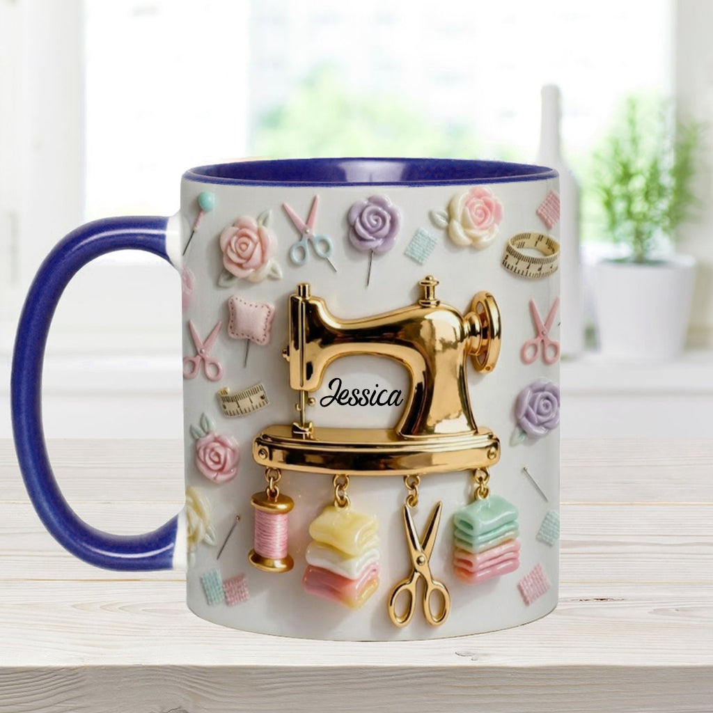 Perfect Gift For Sewing Lovers - Personalized Sewing Accent Mug & Coaster