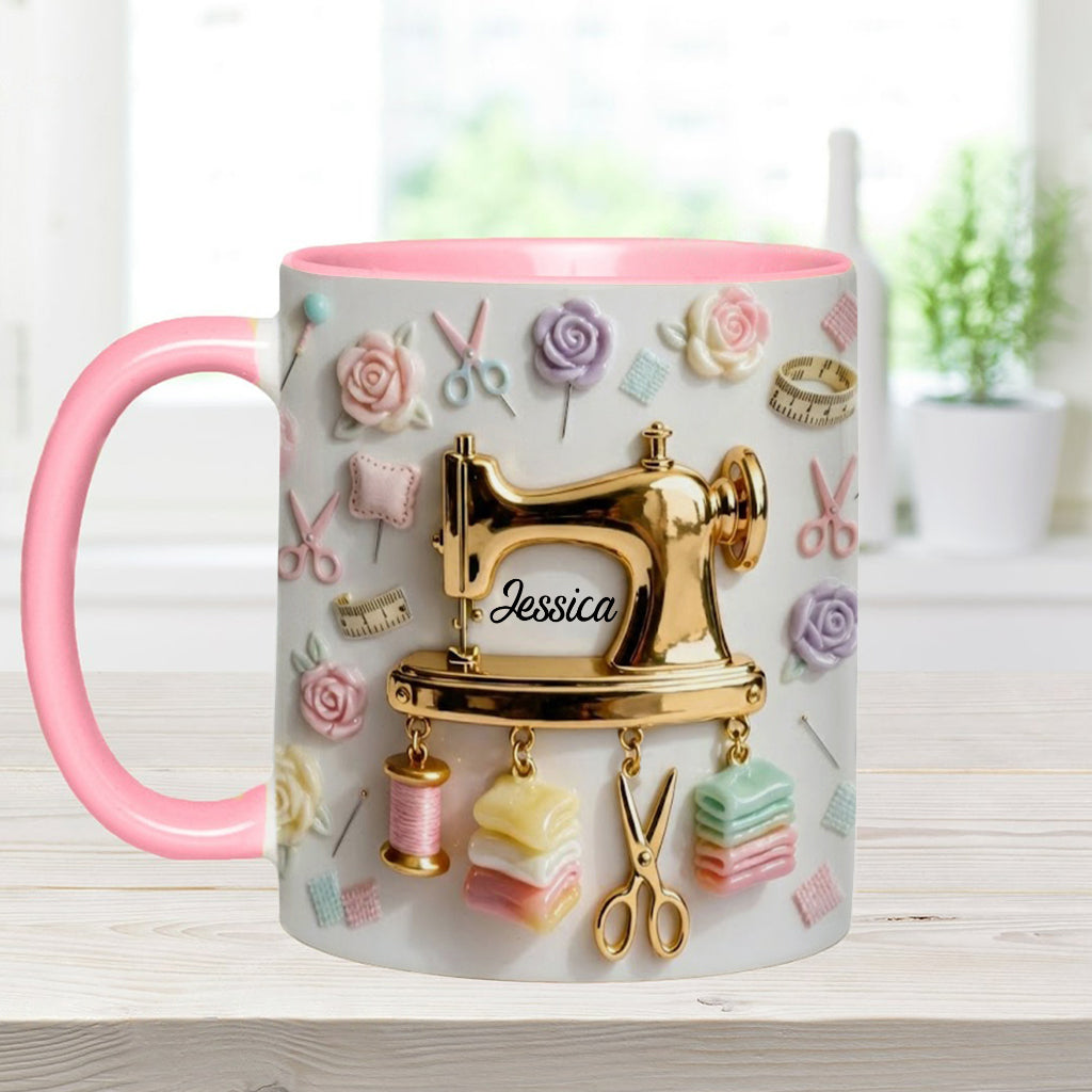 Perfect Gift For Sewing Lovers - Personalized Sewing Accent Mug & Coaster