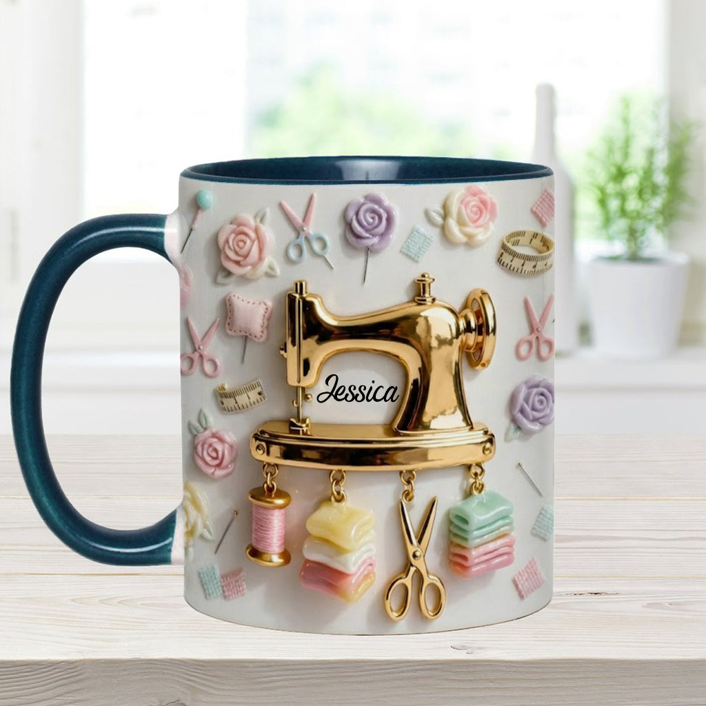 Perfect Gift For Sewing Lovers - Personalized Sewing Accent Mug & Coaster