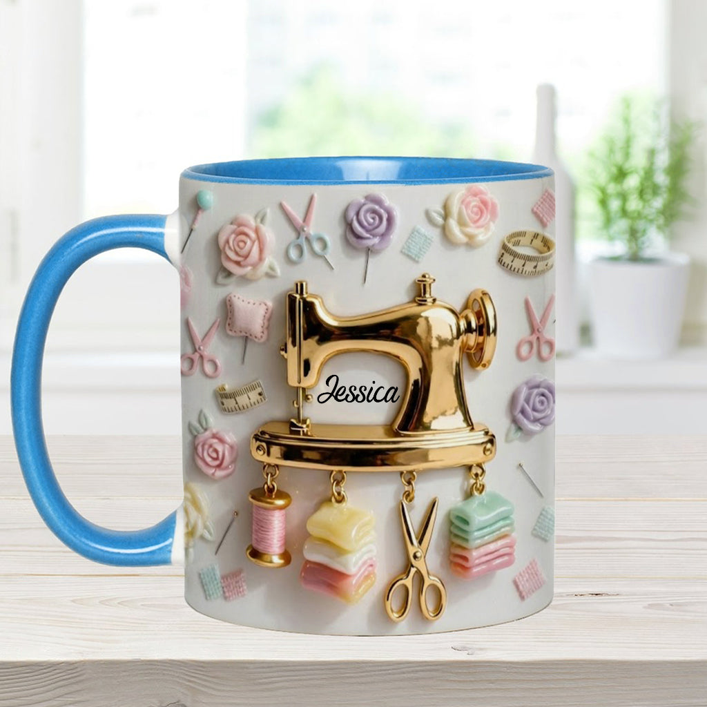 Perfect Gift For Sewing Lovers - Personalized Sewing Accent Mug & Coaster