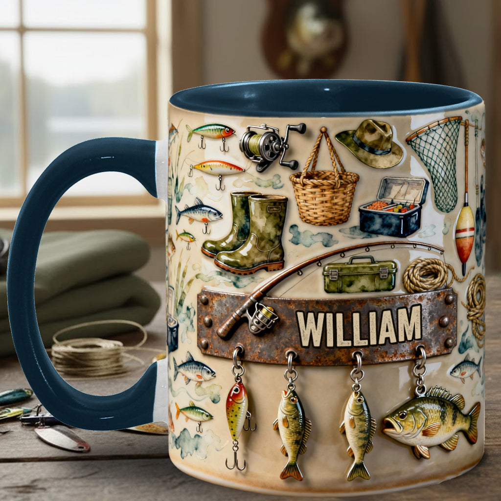 Perfect Gift For Fishing Lovers - Personalized Fishing Accent Mug & Coaster