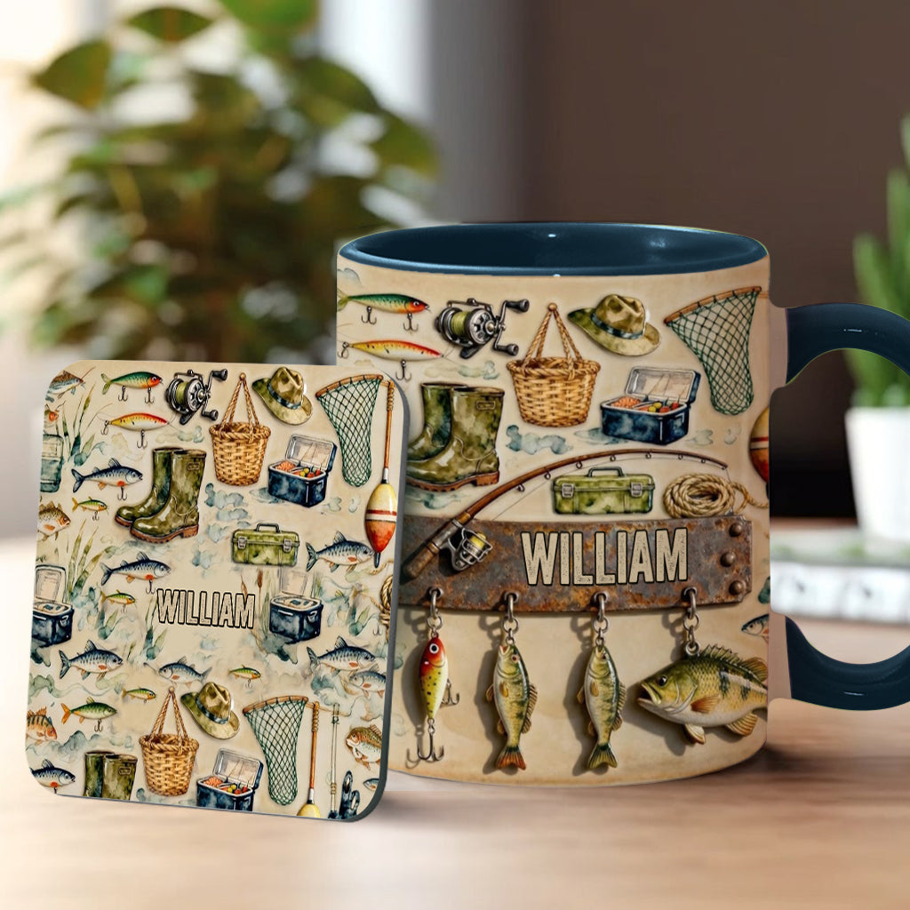 Perfect Gift For Fishing Lovers - Personalized Fishing Accent Mug & Coaster