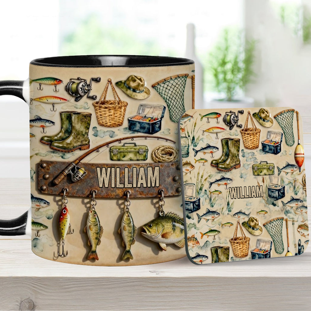 Perfect Gift For Fishing Lovers - Personalized Fishing Accent Mug & Coaster