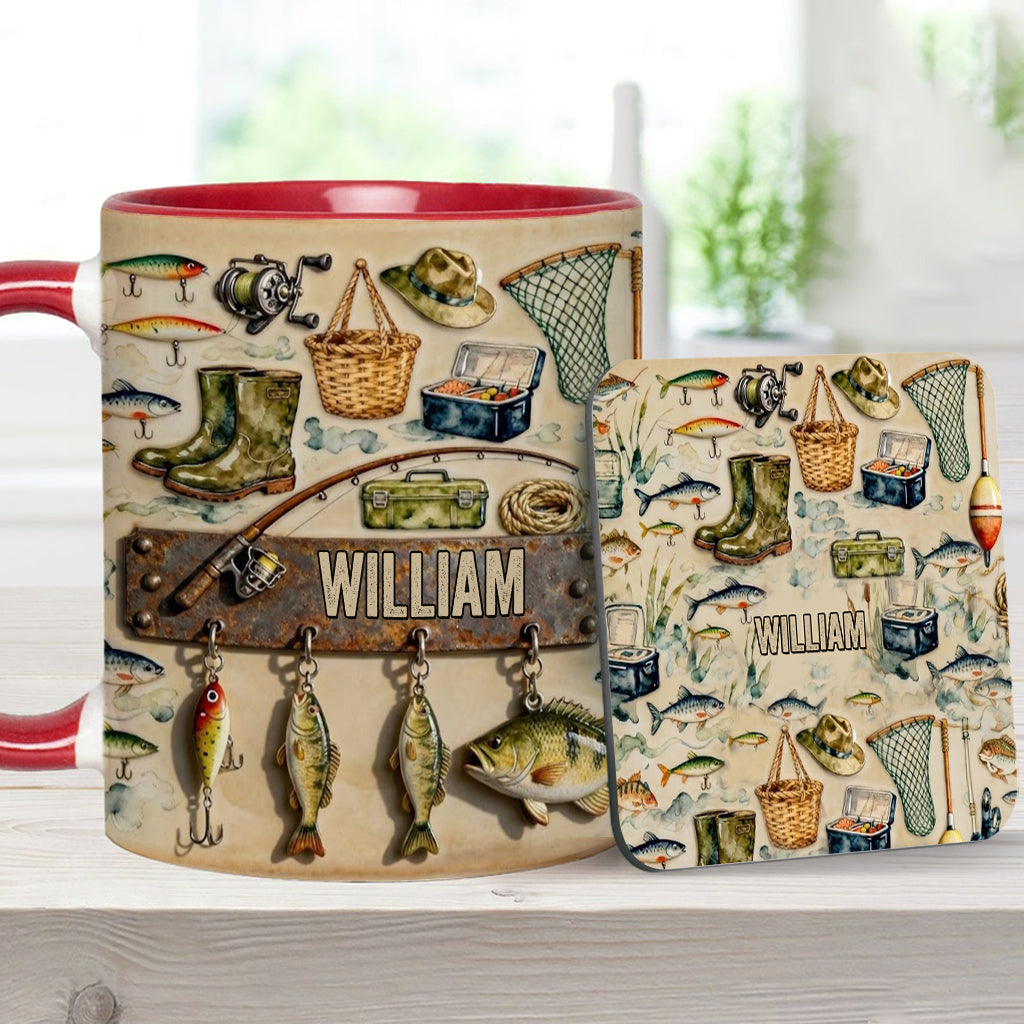 Perfect Gift For Fishing Lovers - Personalized Fishing Accent Mug & Coaster