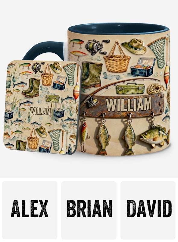 Perfect Gift For Fishing Lovers - Personalized Fishing Accent Mug & Coaster