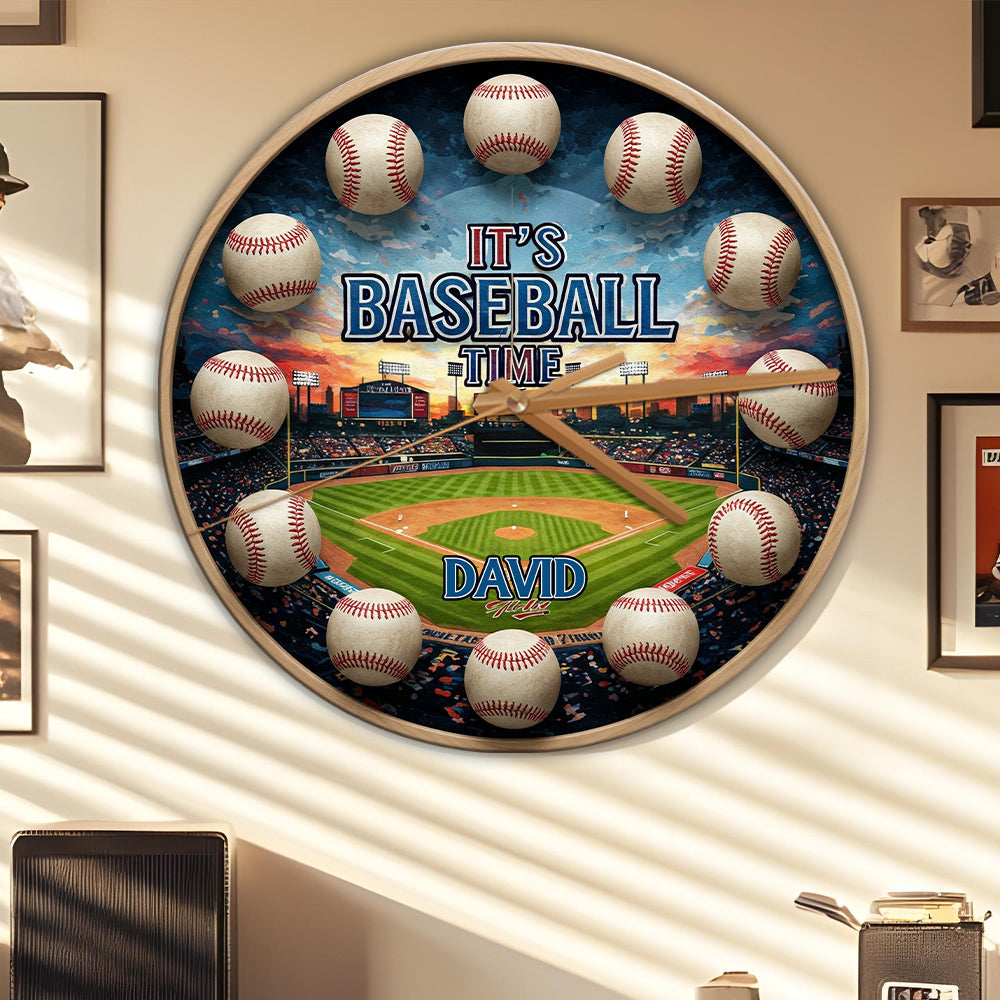 It's Baseball Time - Personalized Baseball Wall Clock