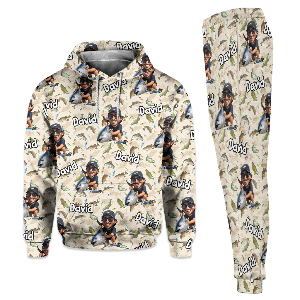 Witziges Geschenk für Angelfreunde – personalisierter Angel-Hoodie und Jogginghose