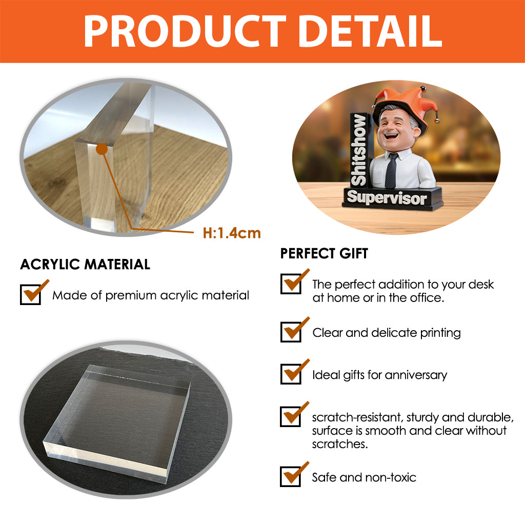 Sh*tshow Supervisor Desk Decor - Personalized Colleague Custom Shaped Acrylic Plaque