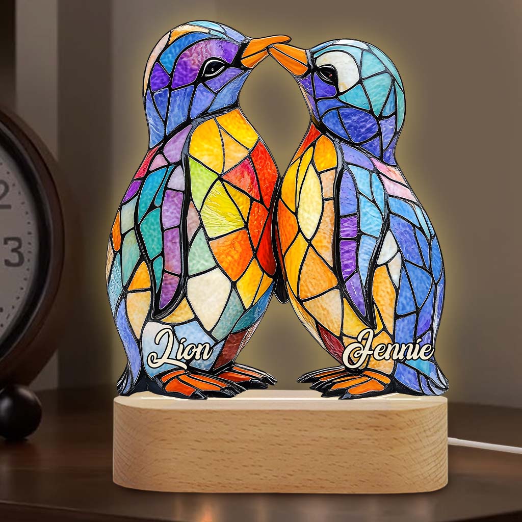 Du bist mein Pinguin – Personalisierte, pinguinliebhaberförmige Plakette mit Leuchtfuß
