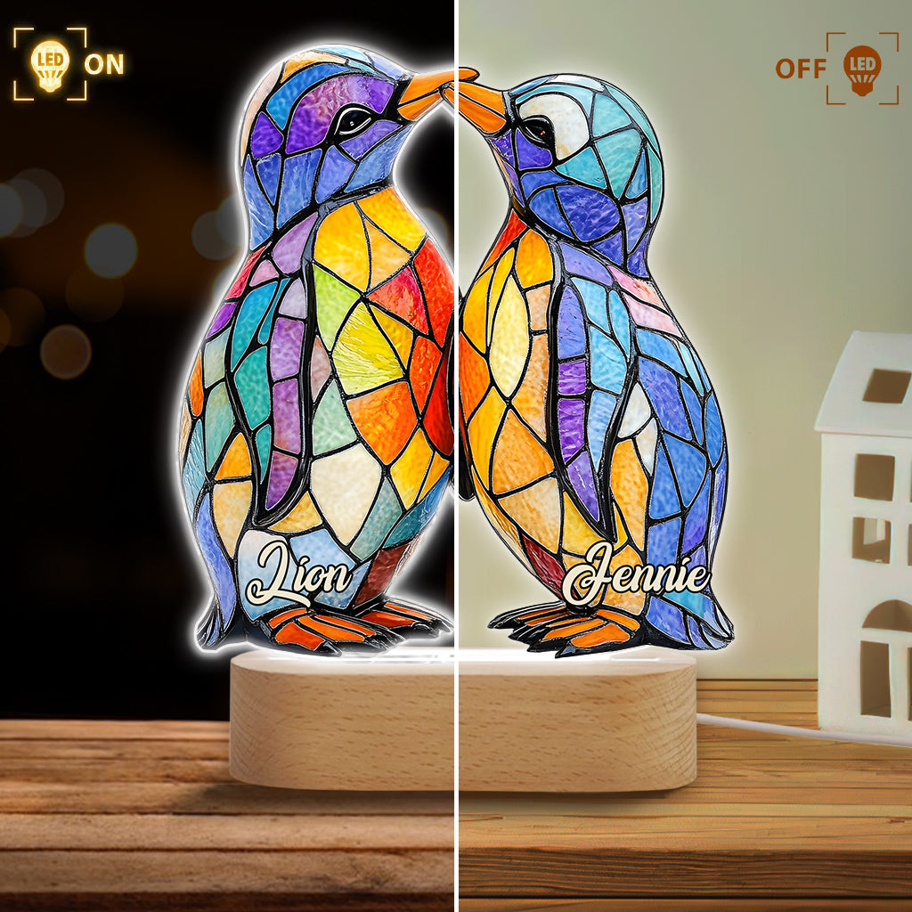Du bist mein Pinguin – Personalisierte, pinguinliebhaberförmige Plakette mit Leuchtfuß