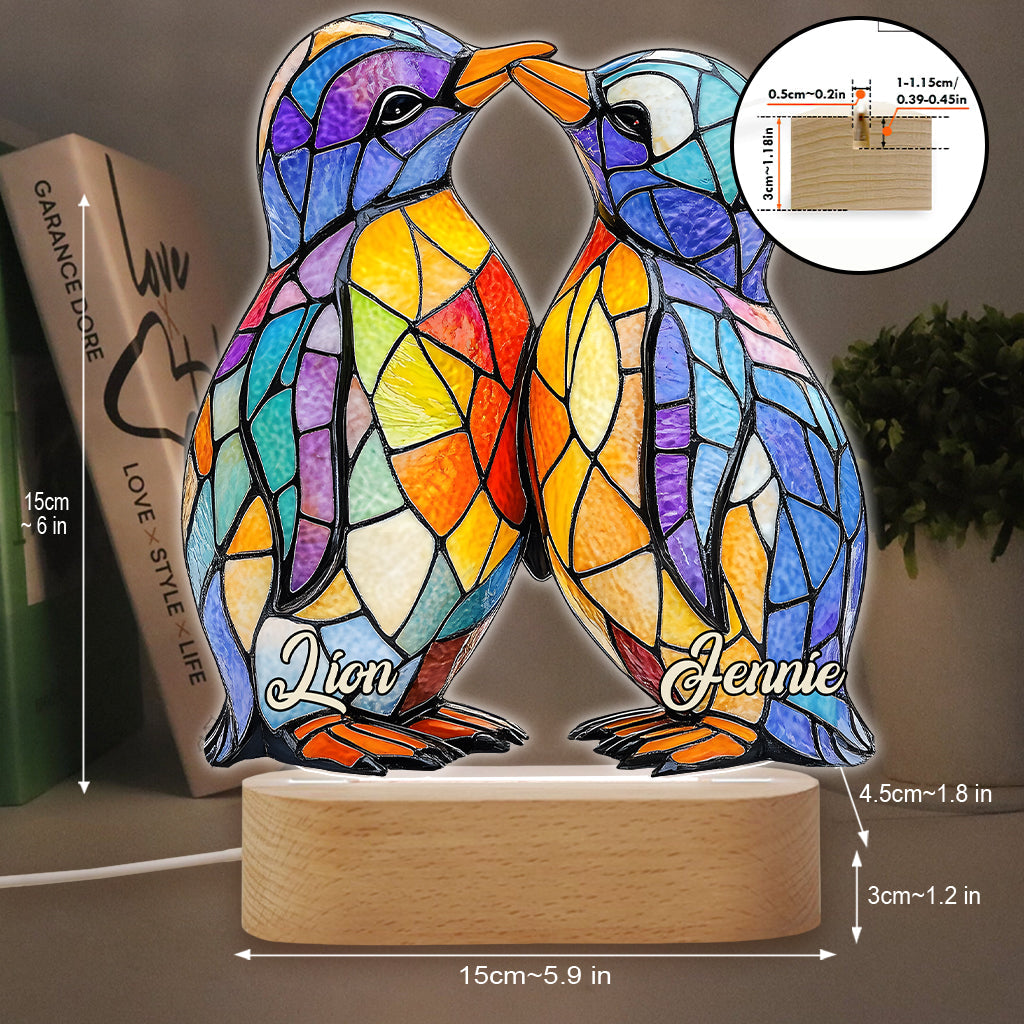 Du bist mein Pinguin – Personalisierte, pinguinliebhaberförmige Plakette mit Leuchtfuß