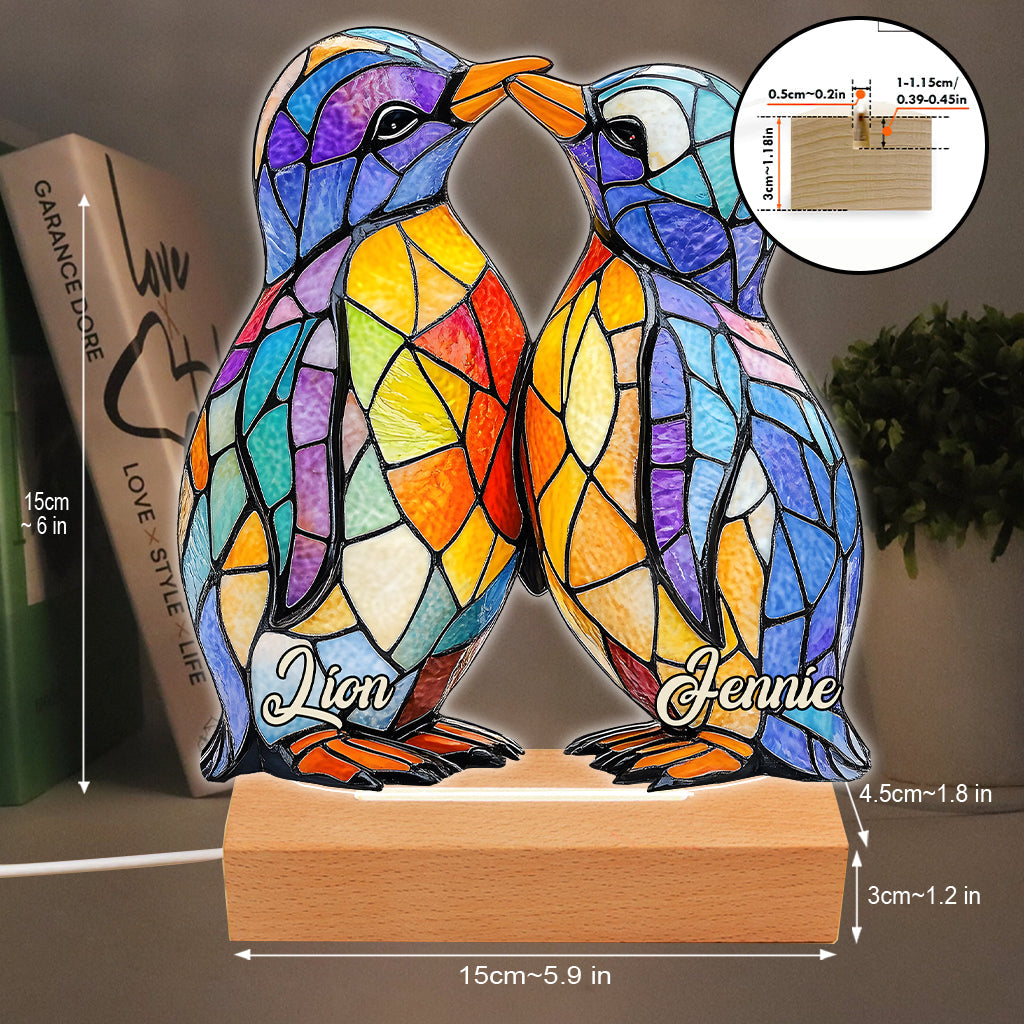 Du bist mein Pinguin – Personalisierte, pinguinliebhaberförmige Plakette mit Leuchtfuß