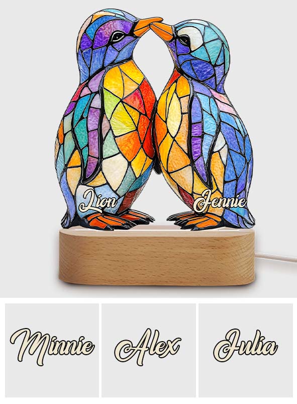 Du bist mein Pinguin – Personalisierte, pinguinliebhaberförmige Plakette mit Leuchtfuß